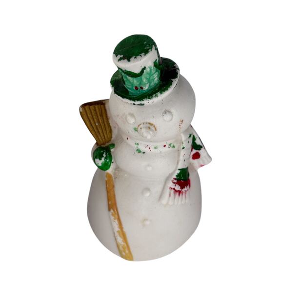 Vintage Christmas Ceramic Bell Trio Santa Snowman Teddy Bear Figurines - Picture 3 of 9